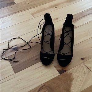 Black lace heels